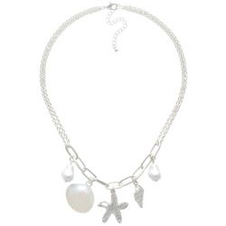Beach Chic 18 In. Shell Starfish Charms Frontal Necklace