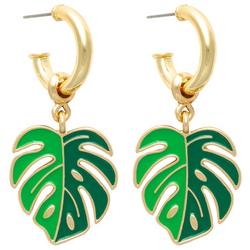 Monstera Leaf Dangle C-Hoop Earrings