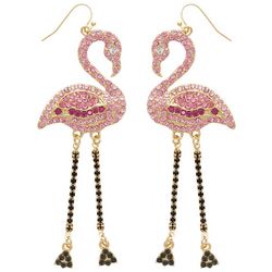 Beach Chic Pave Flamingo Dangle Earrings