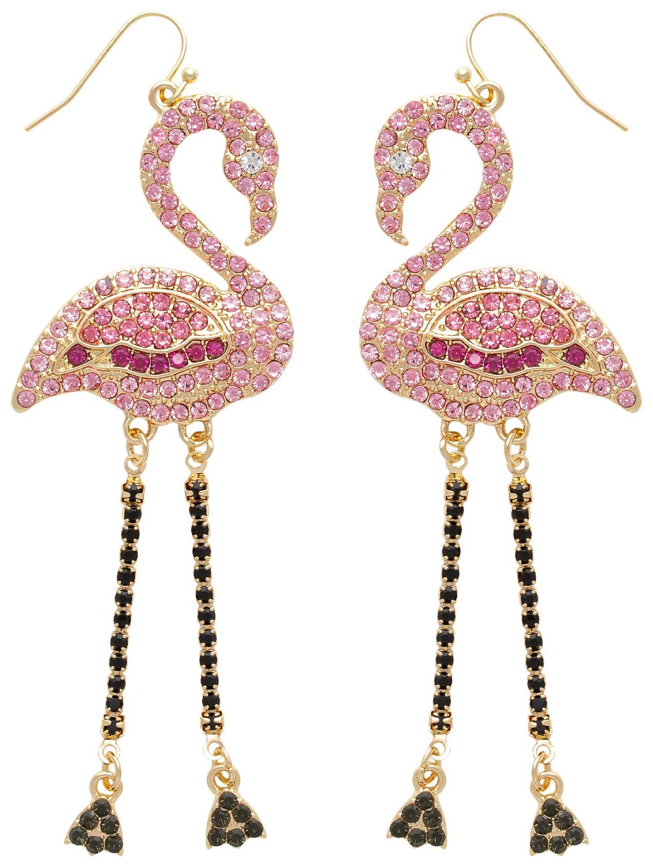 Pave Flamingo Dangle Earrings
