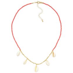 Beach Chic Seed Bead Cowrie Shell Frontal Necklace