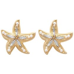 Beach Chic Rhinestone Starfish Stud Earrings