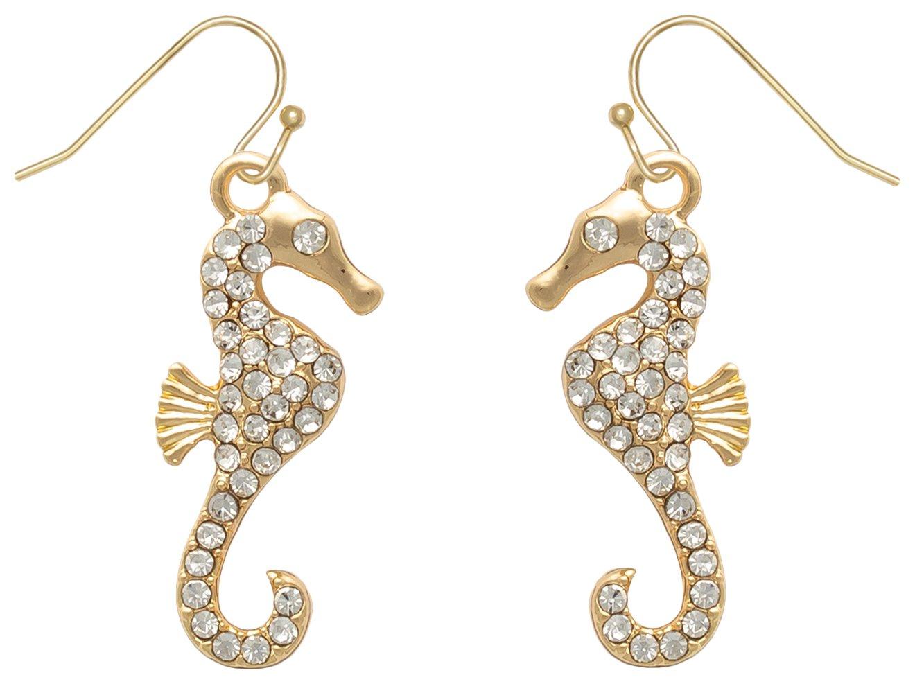 Pave Seahorse Dangle Earrings