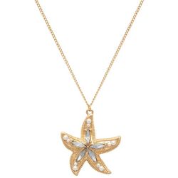 Beach Chic Rhinestone Starfish Chain Necklace