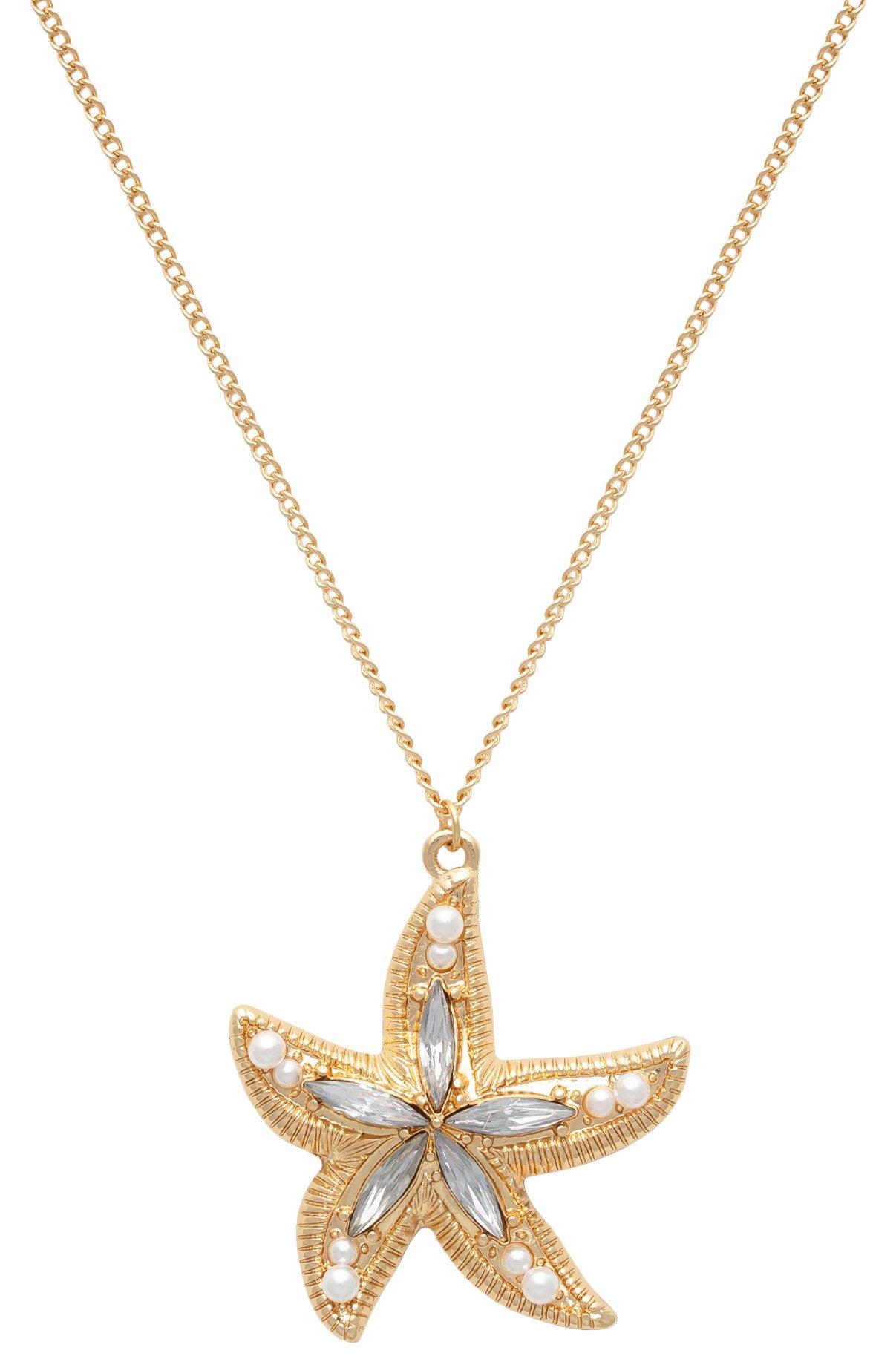 Rhinestone Starfish Chain Necklace