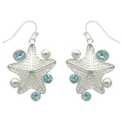 1.25 In. Rhinestone Starfish Dangle Earrings