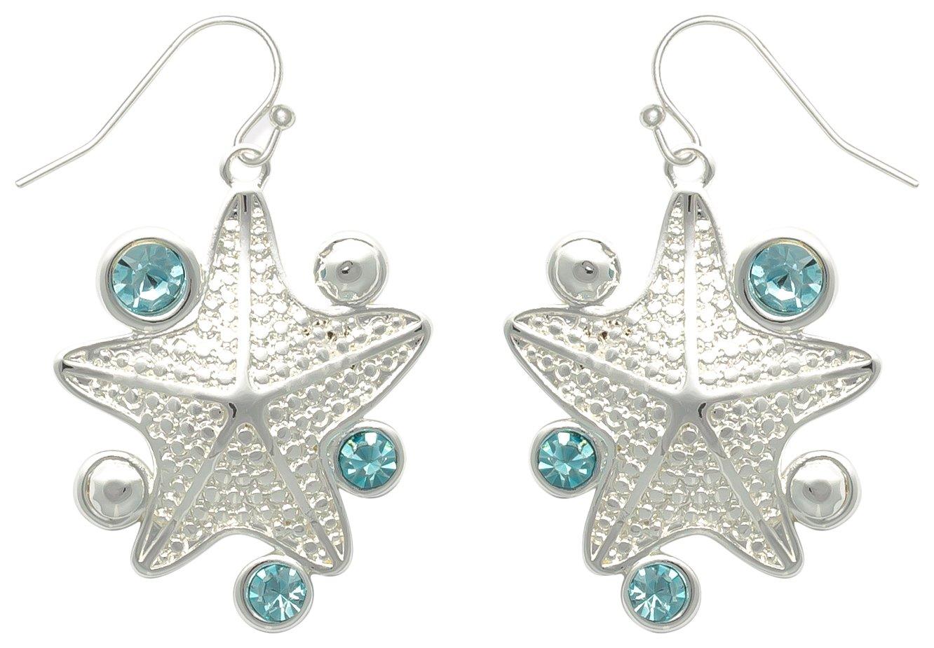 1.25 In. Rhinestone Starfish Dangle Earrings