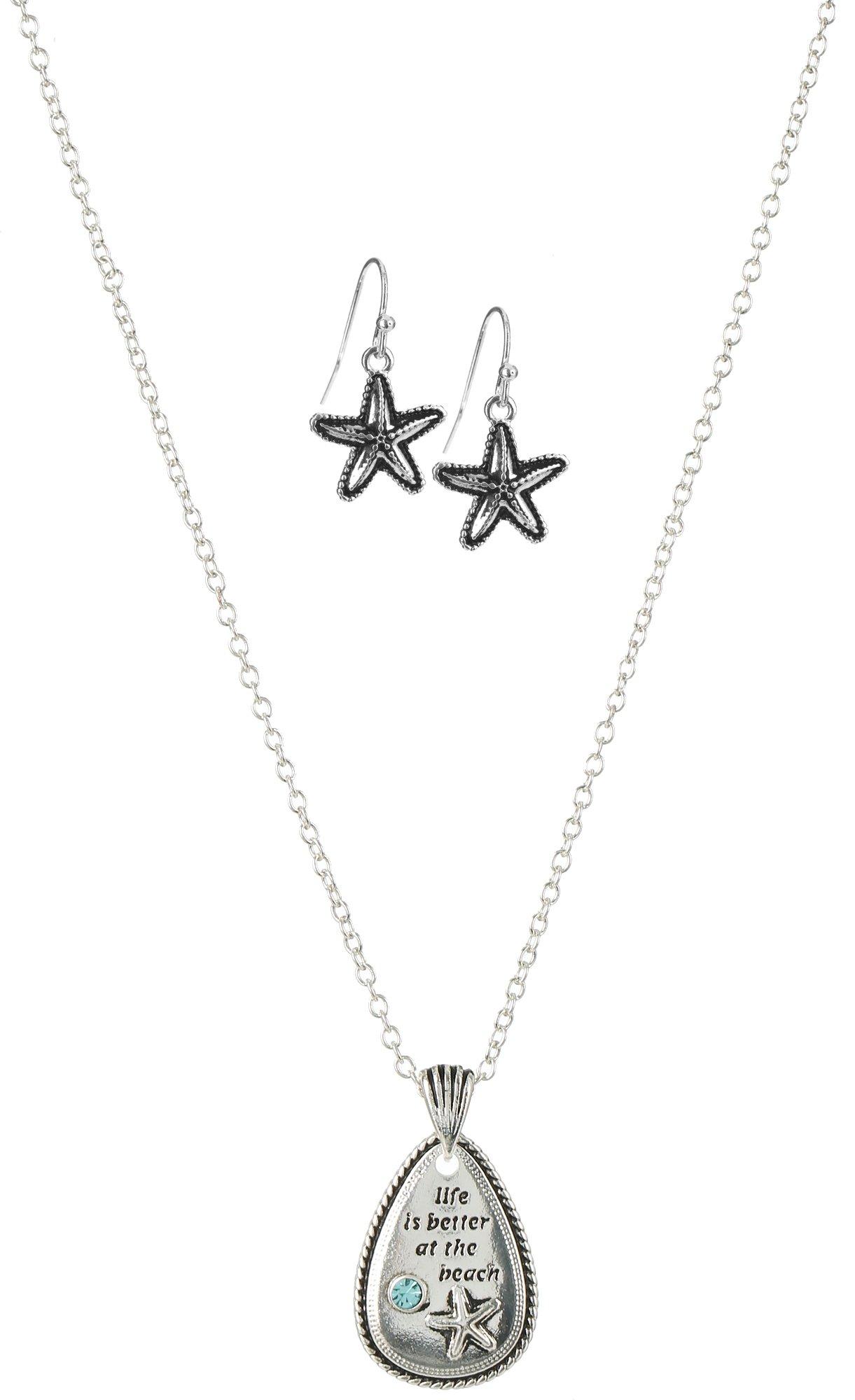 Beach Chic 2-Pc. Starfish Necklace & Dangle Earrings Set