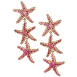 Beach Chic Linear Triple Pave Starfish Dangle Earrings