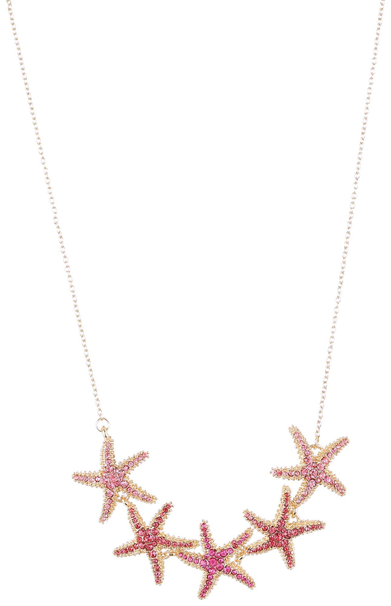 Beach Chic 18 In. Pave Starfish Frontal Chain Necklace