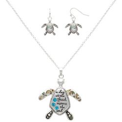 2-Pc. Abalone Turtles Necklace & Earring Set