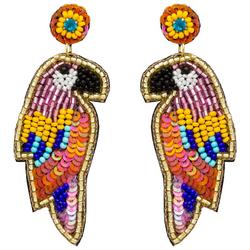 Bead & Sequin Parrot Dangle Earrings