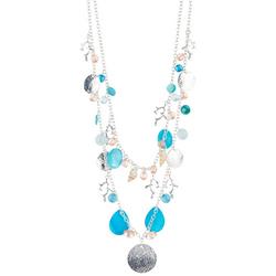 2-Row Beaded Shell Charms Necklace