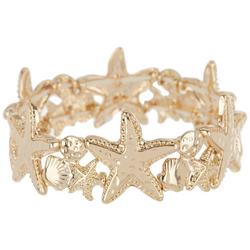 2 In. Starfish Links Gold Tone Stretch Bracelet