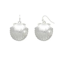 Shell With Pearl Dangle Earrings