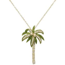 Crystal Faux Pearl Palm Tree Necklace