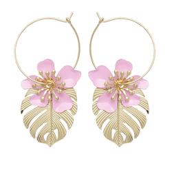 Flower & Monstera Leaf Hoop Earrings