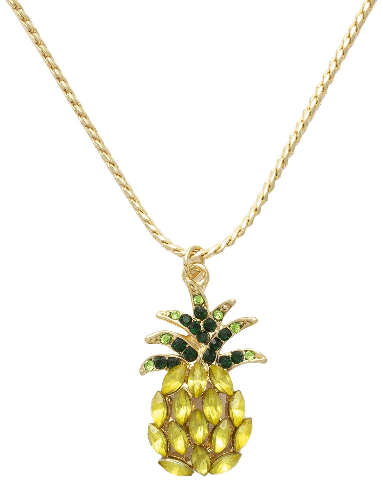 Beach Chic 18 In. Rhinestone Pineapple Necklace