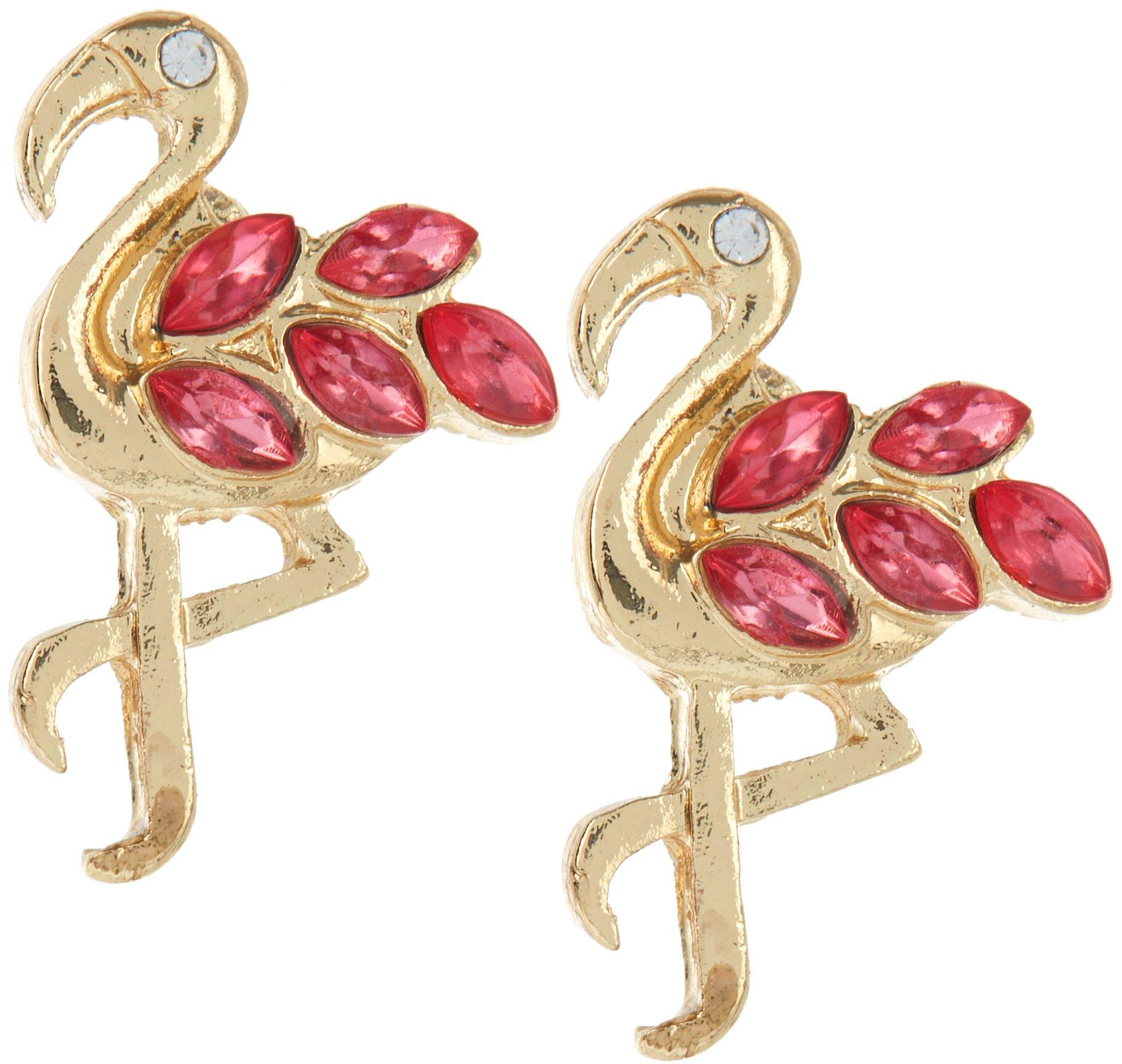 .75 In. Flamingo Gold Tone Stud Earrings