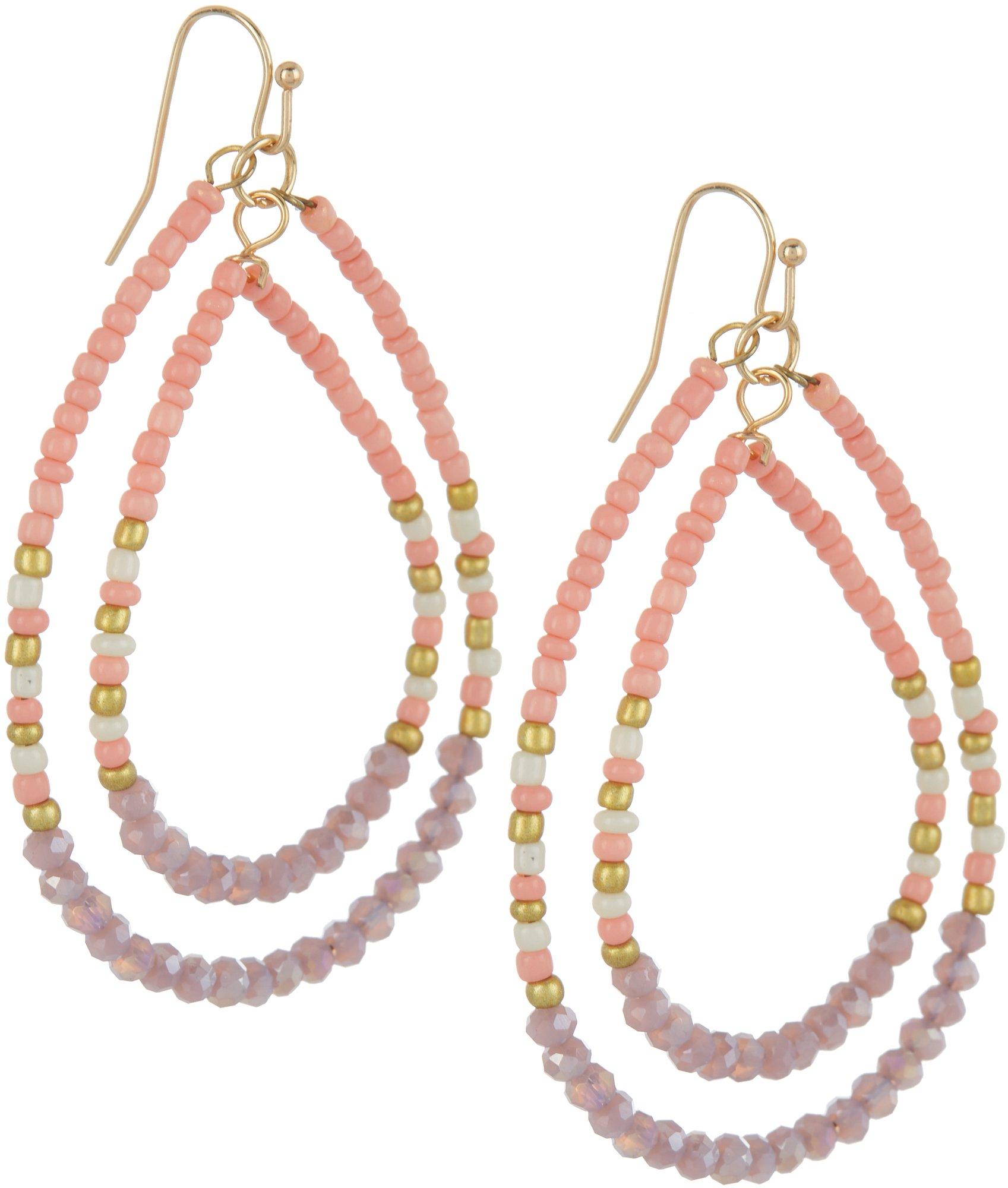 Bay Studio Beaded Double Open Teardrop Dangle Earrings