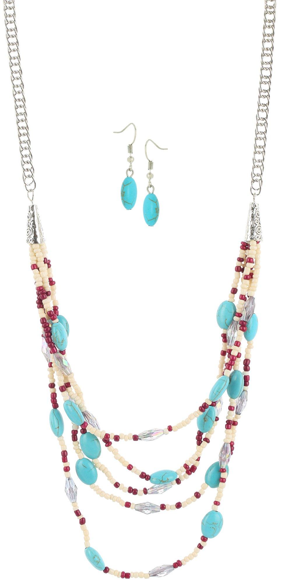 2-Pc. Bead Earrings & Necklace Set