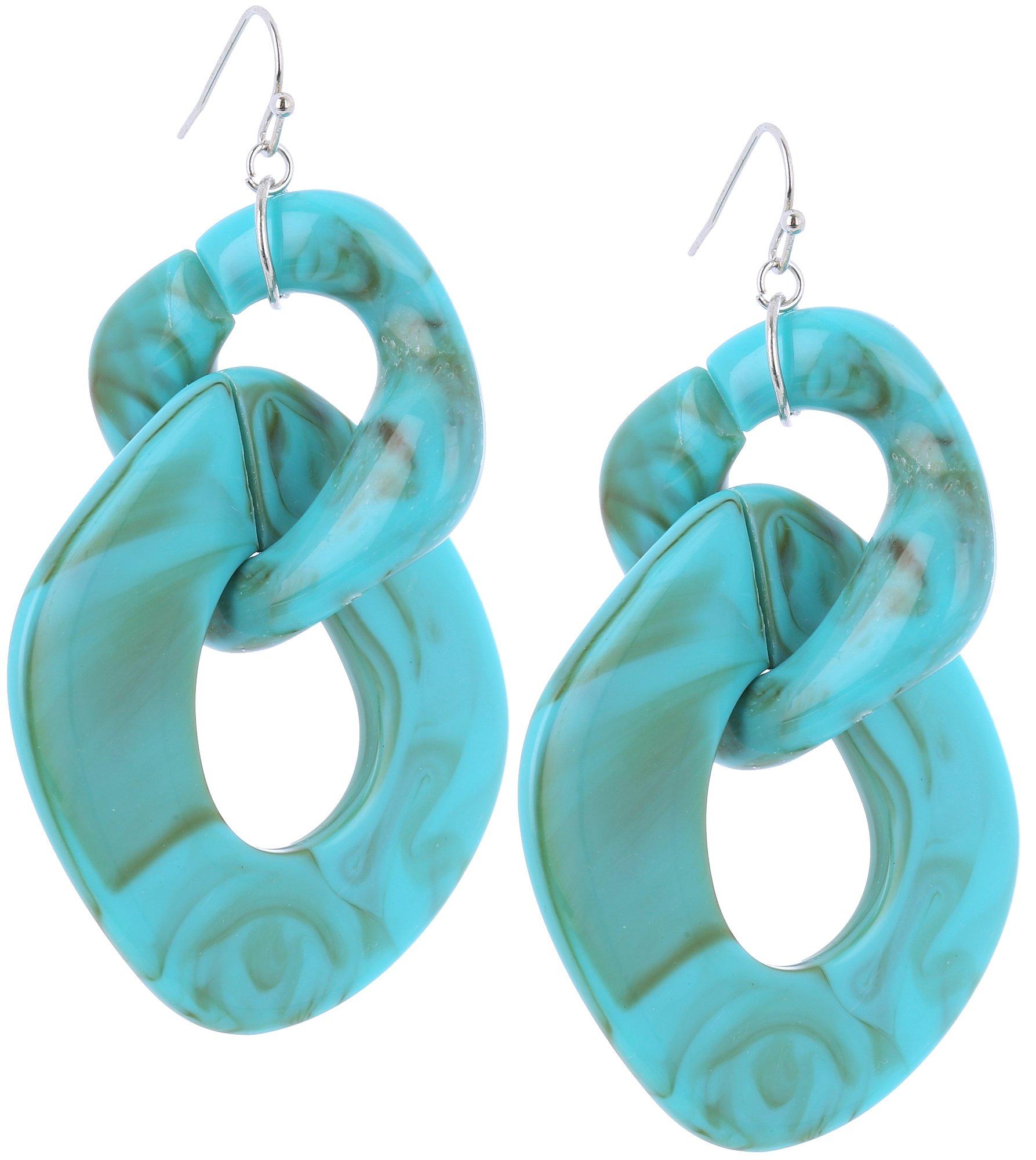 3 In. Marbleized Double Links Dangle Earrings
