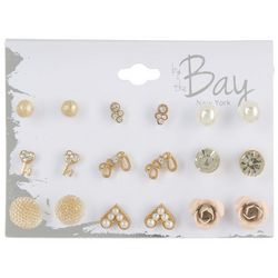 By The Bay New York 9-Pr. Pearl Rhinestone Stud Earrings Set