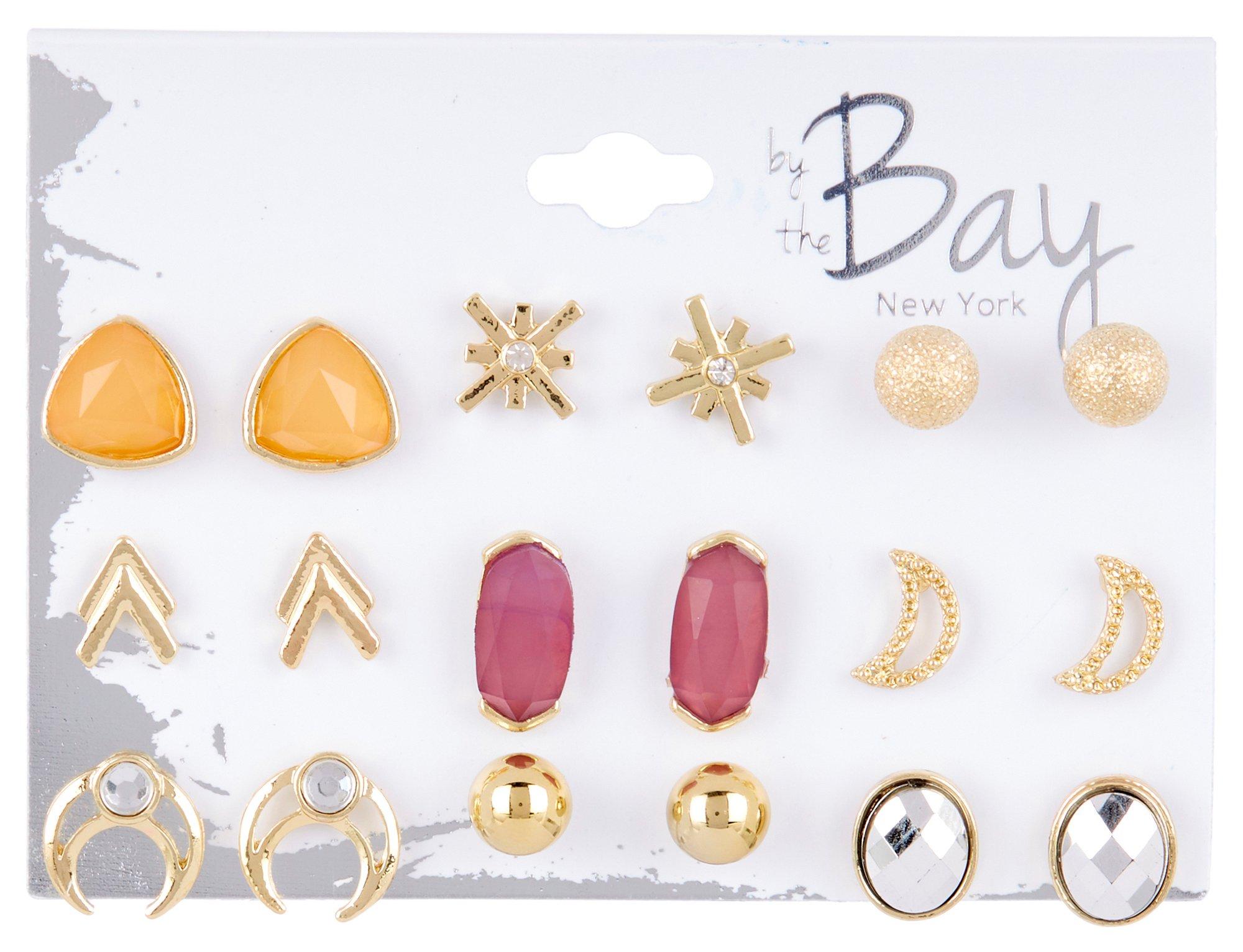 By The Bay New York 9-Pr. Moon Rhinestone Stud Earrings Set