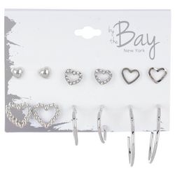 By The Bay New York 6-Pc. Pave Heart Hoop Stud Earrings Set