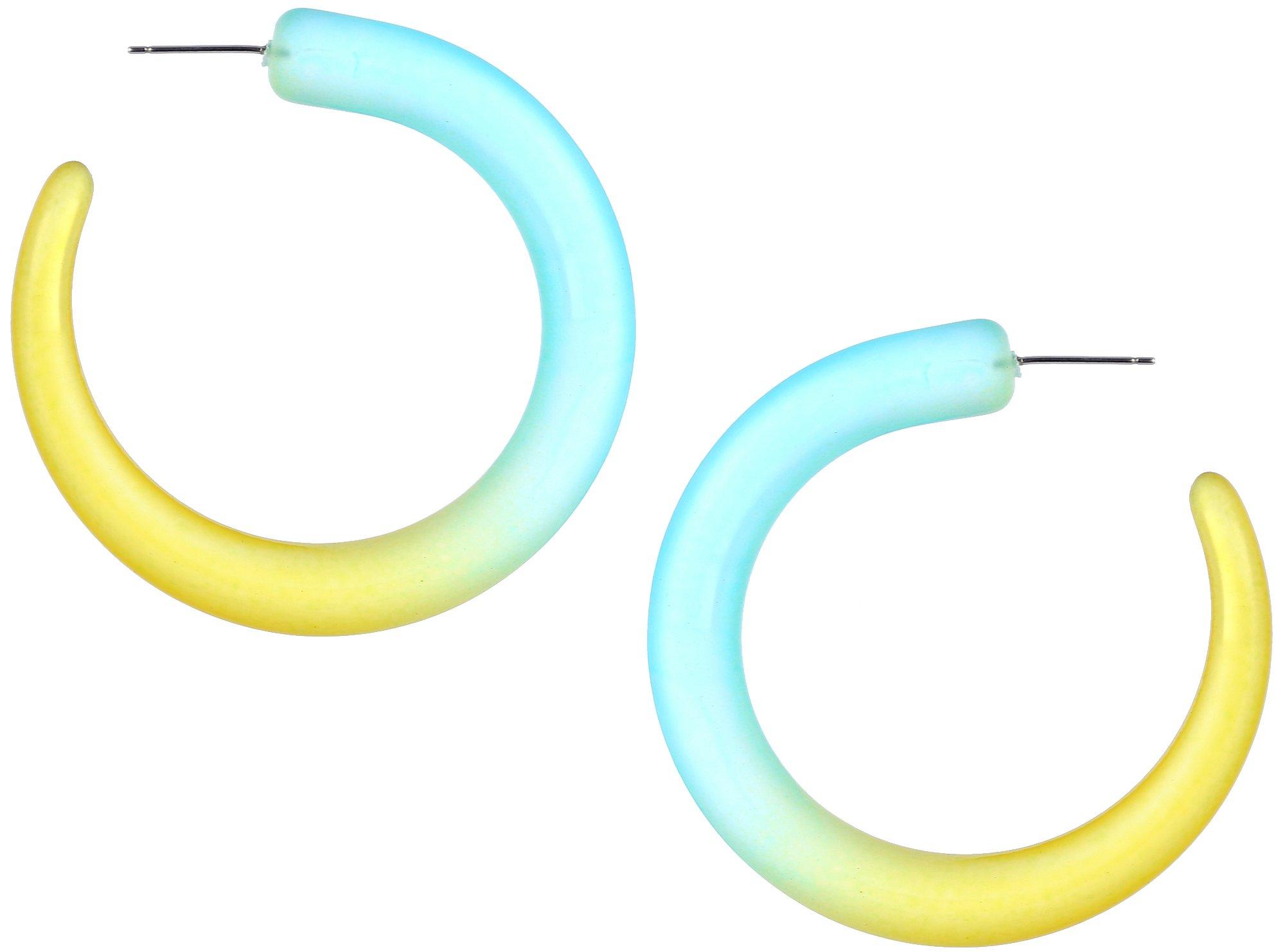 Two-Tone Tubular C-Hoop Earrings