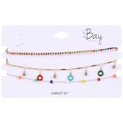 By The Bay New York 3-Pc 8 In. Circles Chain Anklet Set