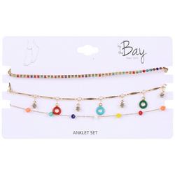 3-Pc 8 In. Circles Chain Anklet Set