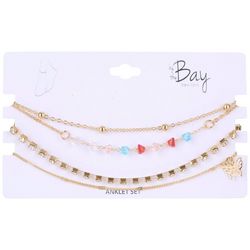 By The Bay New York 4-Pc Bead Butterfly Chain Anklet Set