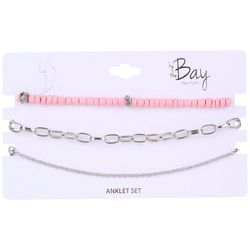 By The Bay New York 3-Pc. Beaded Chain Anklet Set