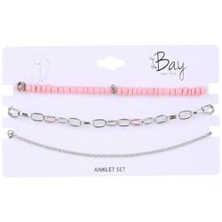 3-Pc. Beaded Chain Anklet Set