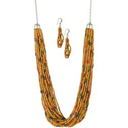 Bay Studio 11in Beaded Layered Earring & Necklace Set