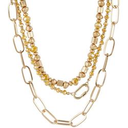 3-Row Beaded Link Chain Necklace