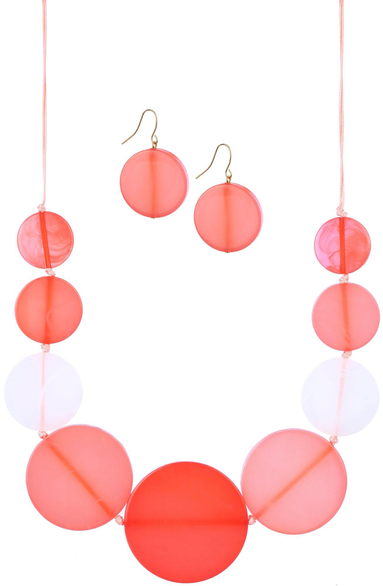 2-Pc. Acrylic Disc Necklace & Earring Set