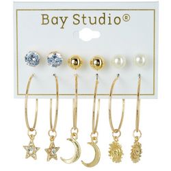 Bay Studio 6-Pr. Sun Moon Star Stud Dangle Earring Set