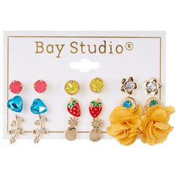 Bay Studio 9-Pr. Flower Heart Pineapple Stud Earring Set