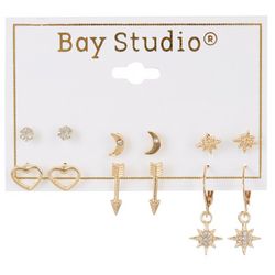 Bay Studio 6-Pr. Heart Moon Star Dangle Stud Earring Set