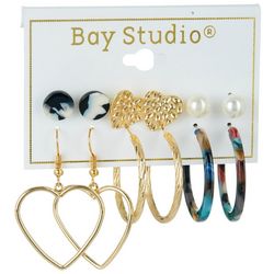 Bay Studio 6-Pr. Heart Pearl Stud Hoop Earring Set
