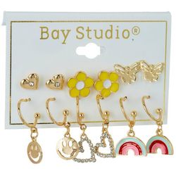 Bay Studio 6-Pr. Rainbow Heart Flower Dangle Earring Set