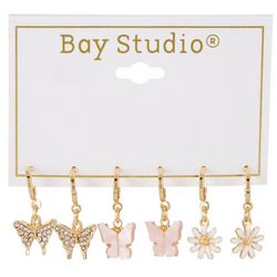 Bay Studio 3-Pr. Huggie Hoop Dangle Charm Earrings