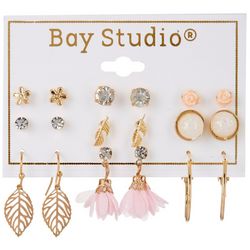 Bay Studio 9-Pr. Leaf Flower Dangle Stud Earring Set