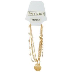 Bay Studio Womens Gold Tone Clam Shell Anklet Bracelet