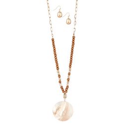 Bay Studio 2-Pc. Wooden Bead & Shell Necklace Earring Set