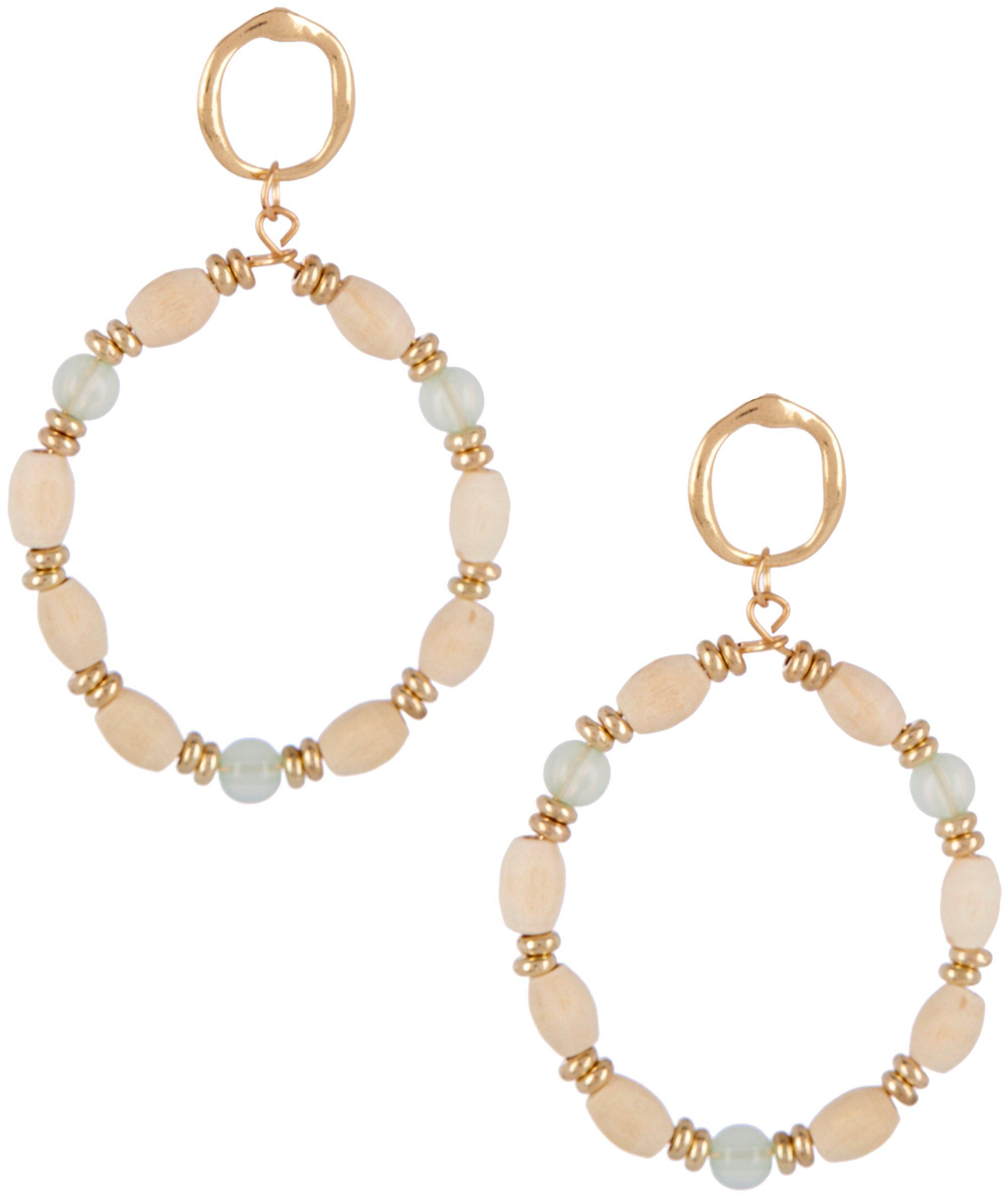 Bay Studio Wood & Glass Beading Teardrop Earrings