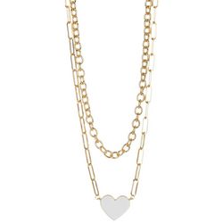 Bay Studio 2-Row Enamel Heart Chain Necklace
