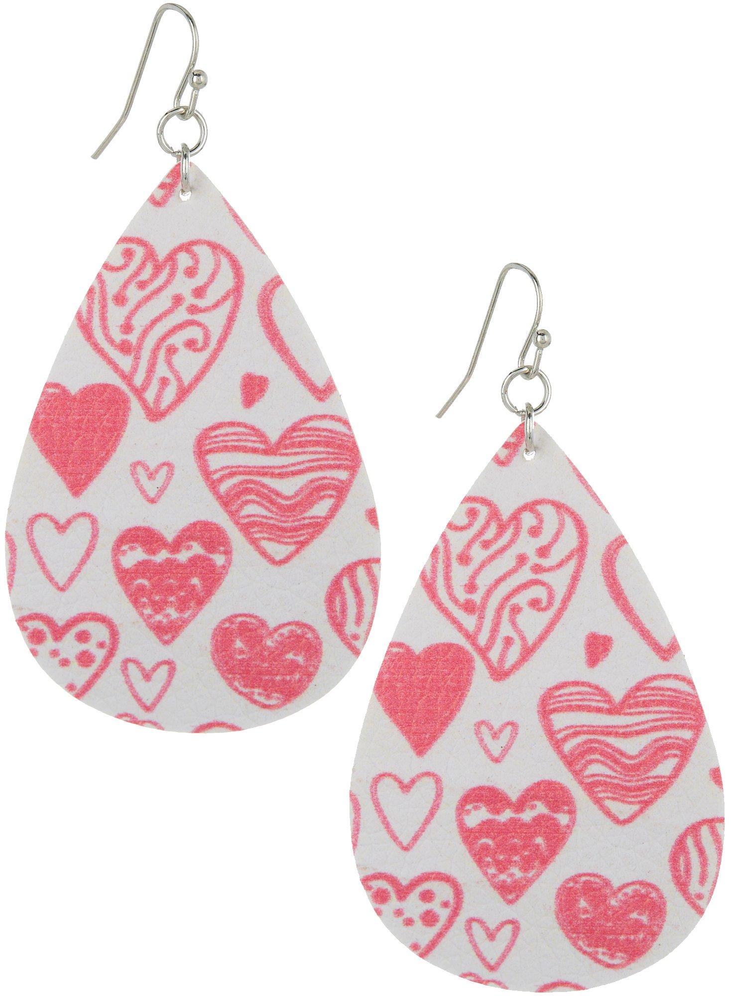 Hearts Teardrop Silver Tone Dangle Earrings